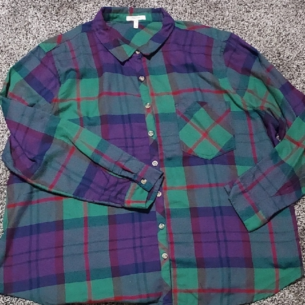 Plaid Green and Purple Women's Shirt